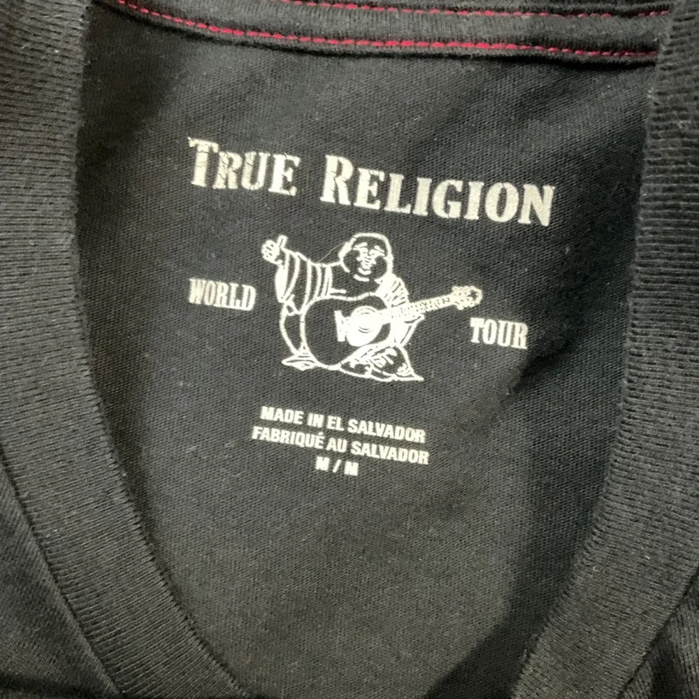Y2K Vintage‎ True Religion Logo Graphic T-Shirt Mens Medium Black Red Classic